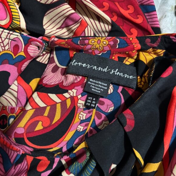 Clover and Sloane Red Pink Paisley Boho Print Dress – Size 6 - Picture 5 of 5